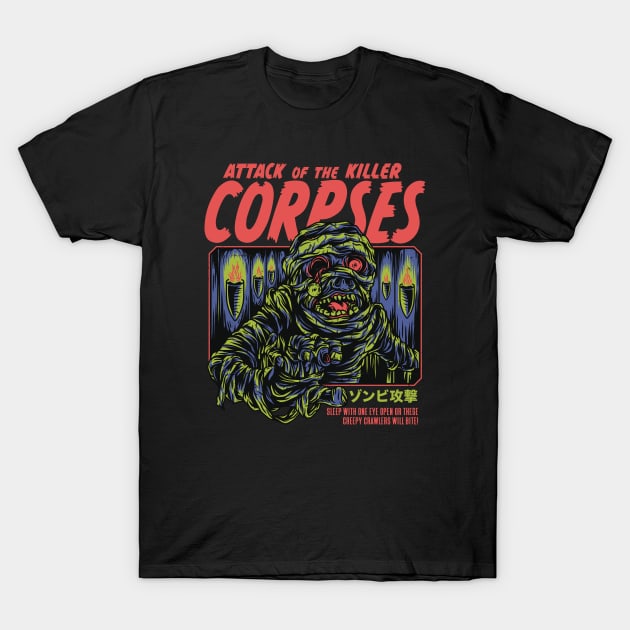 Attack of the Killer Corpses // Creepy Horror Mummy Zombie // Vintage Horror Comic T-Shirt by SLAG_Creative